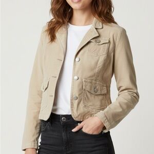 Aeropostale Tan Blazer size small Cotton spandex blend velvet feel.